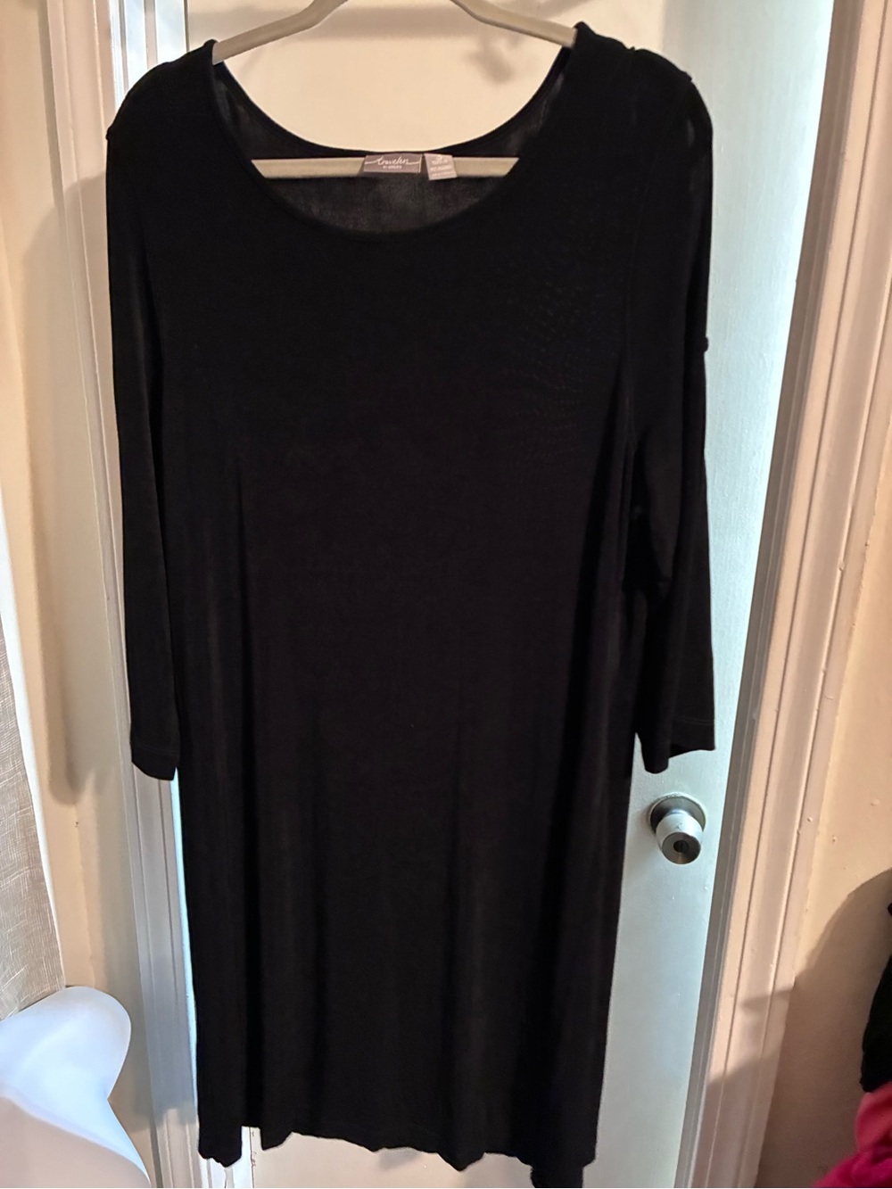 Chico’s Travelers Little Black Dress Open Cutout Button Sleeve Size 3/XL/16